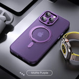Magnetic 360°Rotation Stand With Ring Holder Frosted Transparent Case For iphone