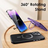 Magnetic 360°Rotation Stand With Ring Holder Frosted Transparent Case For iphone