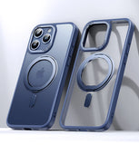 Magnetic 360°Rotation Stand With Ring Holder Frosted Transparent Case For iphone