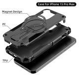 Magnetic Hidden Bracket Hybrid PC+TPU Shockproof Case For iPhone