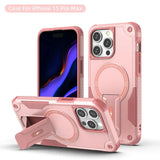 Magnetic Hidden Bracket Hybrid PC+TPU Shockproof Case For iPhone