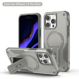 Magnetic Hidden Bracket Hybrid PC+TPU Shockproof Case For iPhone