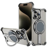 Aluminum Alloy Shockproof Magnetic Metal Rimless Stand Case For iPhone