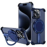 Aluminum Alloy Shockproof Magnetic Metal Rimless Stand Case For iPhone