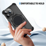 Aluminum Alloy Shockproof Magnetic Metal Rimless Stand Case For iPhone