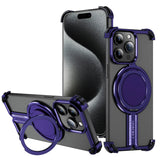 Aluminum Alloy Shockproof Magnetic Metal Rimless Stand Case For iPhone