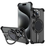 Aluminum Alloy Shockproof Magnetic Metal Rimless Stand Case For iPhone