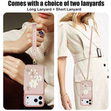 3IN1 Crossbody Rope Wrist Strap Flowers Leather Wallet Case For iPhone