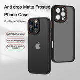 Matte With Metal Camera Lens Protection Case For iPhone