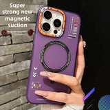 Frosted Metal Lens Frame Buttons Magnetic Case For iPhone
