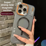Frosted Metal Lens Frame Buttons Magnetic Case For iPhone