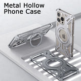 Metal Hollow Heat Dissipation Magnetic Aluminum Stand Case For iphone