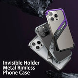 Metal Invisible Aluminum Rimless Holder Case For iPhone