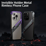 Metal Invisible Aluminum Rimless Holder Case For iPhone