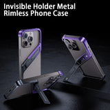 Metal Invisible Aluminum Rimless Holder Case For iPhone