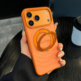 360° Metal Stand Ripple Skin Feeling Magnetic Soft Case For Iphone