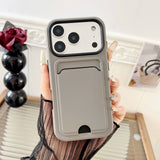 Skin-feel, drop-resistant protective case with card holder For iPhone