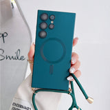 Metallic Paint Magnetic Drop-Proof Crossbody Nail Phone Case for Samsung