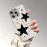 Cool Black Star Graffiti Tempered Glass Cover For iPhone