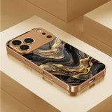 Glowing Flowing Gold Art Glass Phone Case For iPhone