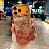 Electroplated 3D butterfly rhinestone Case For iPhone