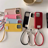 Solid color leather lanyard Case for iPhone