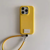 Solid color leather lanyard Case for iPhone