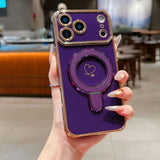 Plating Love Heart Magnetic Phone Case For iPhone