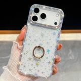 Shiny Little Stars Glitter Diamond Clear ring holder Case For iPhone