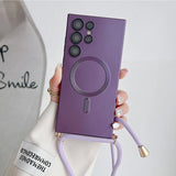 Metallic Paint Magnetic Drop-Proof Crossbody Nail Phone Case for Samsung