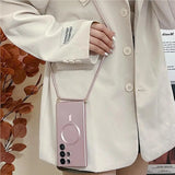 Metallic Paint Magnetic Drop-Proof Crossbody Nail Phone Case for Samsung