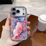 Butterfly rhinestone glitter soft case For iPhone