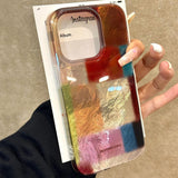 Glacial Pattern Colorful Square Plaid Mobile Phone Case for IPhone
