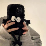 Plush briquettes Soft Plush Phone Case For iPhone