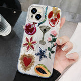 Unique pomegranate star flower feather phone case for iPhone