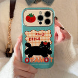 Cute Black Cat and tomato Case for iPhone