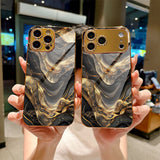 Glowing Flowing Gold Art Glass Phone Case For iPhone