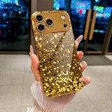 Gold Foil & Glitter Tempered Glass Case For iPhone