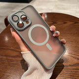 Matte Transparent Magnetic Lens Protection Case For iPhone