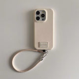 Solid color leather lanyard Case for iPhone