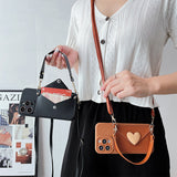 Luxury Leather Heart-Shaped Crossbody Card Holder Phone Case for iPhone
