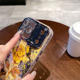 Bamboo Leaf Butterfly Pattern Camera Bracket Lens Protection Case for iPhone