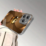 Golden apple Toughened Glass Design case for iPhone