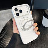 360° Metal Stand Ripple Skin Feeling Magnetic Soft Case For Iphone
