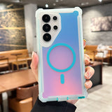 Space-Themed Gradient Magnetic Four-Corner Shockproof Phone Case for Samsung