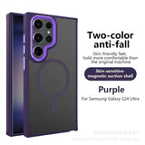 Two-tone skin-feel magnetic metal lens protective Case for Sumsung