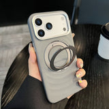 360° Metal Stand Ripple Skin Feeling Magnetic Soft Case For Iphone