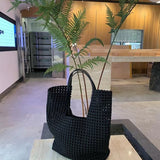 Cowhide Vintage Large Capacity Hollow Woven Bag