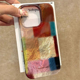 Glacial Pattern Colorful Square Plaid Mobile Phone Case for IPhone