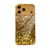 Gold Foil & Glitter Tempered Glass Case For iPhone